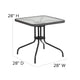 Clear/Gray |#| 28inch SQ Glass Metal Table with Gray Rattan Edging and 2 Gray Rattan Stack Chairs