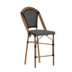 Black & White/Natural Frame |#| All-Weather Commercial Paris Stool with Bamboo Print Metal Frame-Black/White