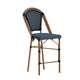 Navy & White/Natural Frame |#| All-Weather Commercial Paris Stool with Bamboo Print Metal Frame-Navy/White