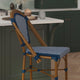 Navy & White/Natural Frame |#| All-Weather Commercial Paris Stool with Bamboo Print Metal Frame-Navy/White