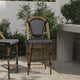 Black & White/Natural Frame |#| All-Weather Commercial Paris Stool with Bamboo Print Metal Frame-Black/White
