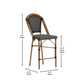 Black & White/Natural Frame |#| All-Weather Commercial Paris Stool with Bamboo Print Metal Frame-Black/White