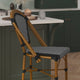 Black & White/Natural Frame |#| All-Weather Commercial Paris Stool with Bamboo Print Metal Frame-Black/White
