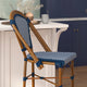 Navy & White/Natural Frame |#| All-Weather Commercial Paris Stool with Bamboo Print Metal Frame-Navy/White