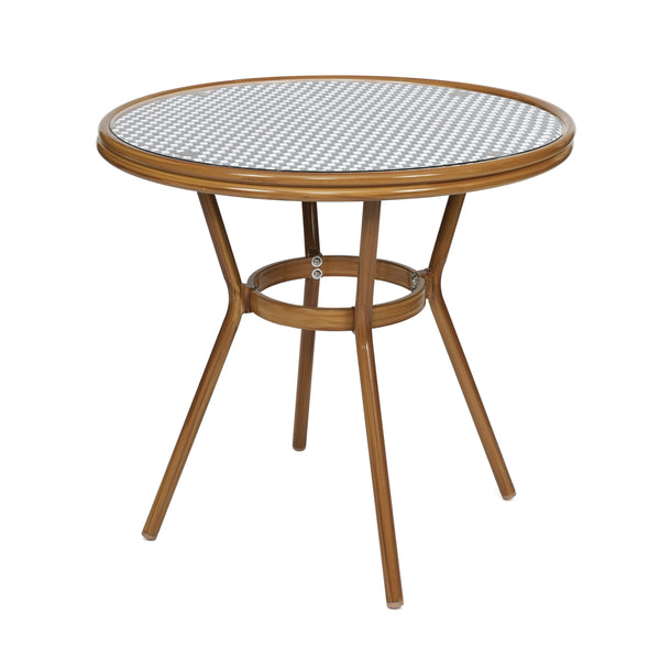 Navy & White Rattan/Natural Frame |#| Indoor/Outdoor Commercial Bistro Set with Table and 2 Chairs in Navy/Wht