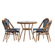 Navy & White Rattan/Natural Frame |#| Indoor/Outdoor Commercial Bistro Set with Table and 4 Chairs in Navy/Wht