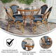 Navy & White Rattan/Natural Frame |#| Indoor/Outdoor Commercial Bistro Set with Table and 4 Chairs in Navy/Wht