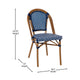 Navy & White Rattan/Natural Frame |#| Indoor/Outdoor Commercial Bistro Set with Table and 4 Chairs in Navy/Wht