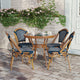 Navy & White Rattan/Natural Frame |#| Indoor/Outdoor Commercial Bistro Set with Table and 4 Chairs in Navy/Wht