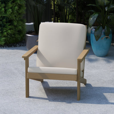 Charlestown All-Weather Poly Resin Wood Adirondack Style Deep Seat Patio Club Chair with Cushions - View 2