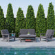 Gray |#| All-Weather Poly Resin Adirondack Loveseat & Cushions - Gray/Gray