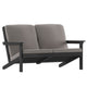 Black/Charcoal |#| All-Weather Poly Resin Adirondack Loveseat & Cushions - Black/Charcoal