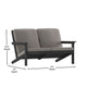 Black/Charcoal |#| All-Weather Poly Resin Adirondack Loveseat & Cushions - Black/Charcoal