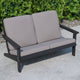 Black/Charcoal |#| All-Weather Poly Resin Adirondack Loveseat & Cushions - Black/Charcoal