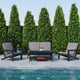 Black/Charcoal |#| All-Weather Poly Resin Adirondack Loveseat & Cushions - Black/Charcoal