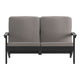 Black/Charcoal |#| All-Weather Poly Resin Adirondack Loveseat & Cushions - Black/Charcoal