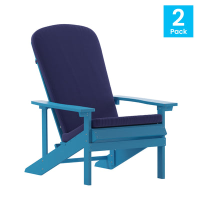 Charlestown Set of 2 All-Weather Poly Resin Wood Adirondack Chairs with Cushions for Deck, Porch, and Patio - View 2
