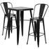 Commercial Grade 23.75" Square Metal Indoor-Outdoor Bar Table Set with 2 Stools with Backs