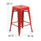 Red |#| Commercial Grade 24inchH Backless Red Metal Indoor-Outdoor Counter Height Stool