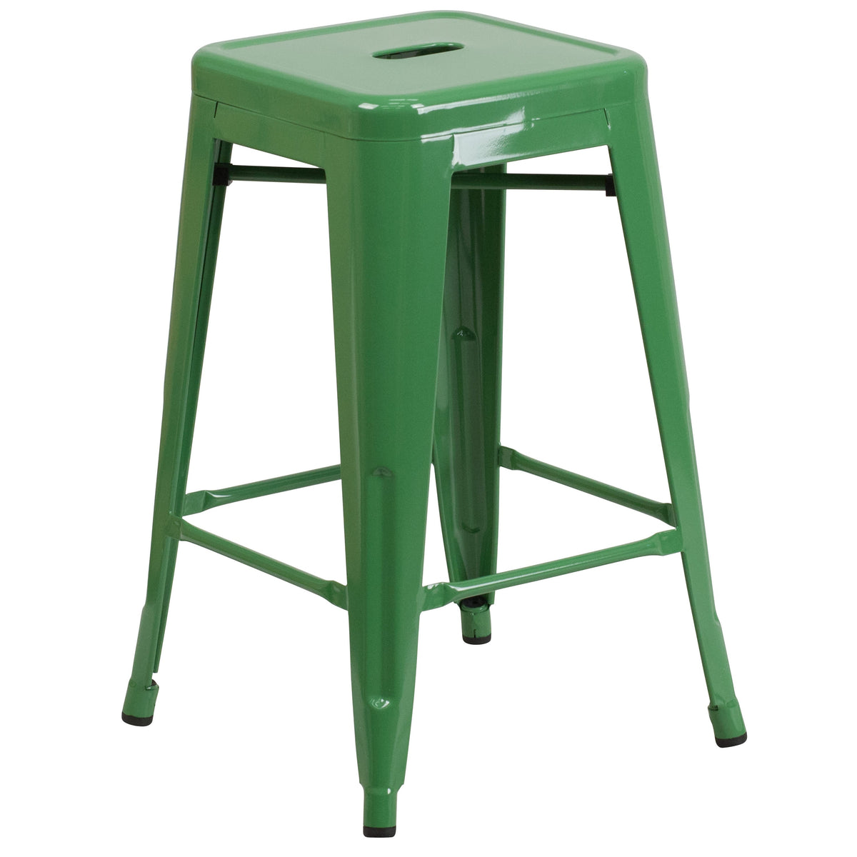 Green |#| Commercial Grade 24inchH Backless Green Metal Indoor-Outdoor Counter Height Stool