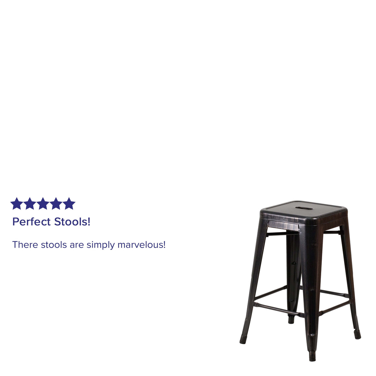 Black-Antique Gold |#| Commercial Grade 24inchH Backless Black-Gold Metal Indoor-Outdoor Counter Stool