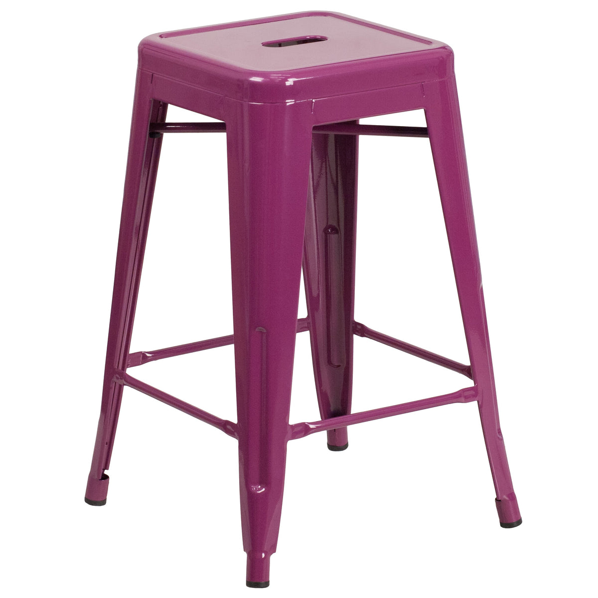 Purple |#| 24inch High Backless Purple Indoor-Outdoor Counter Height Stool