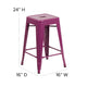 Purple |#| 24inch High Backless Purple Indoor-Outdoor Counter Height Stool