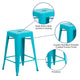 Crystal Teal-Blue |#| 24inch High Backless Crystal Teal-Blue Indoor-Outdoor Counter Height Stool