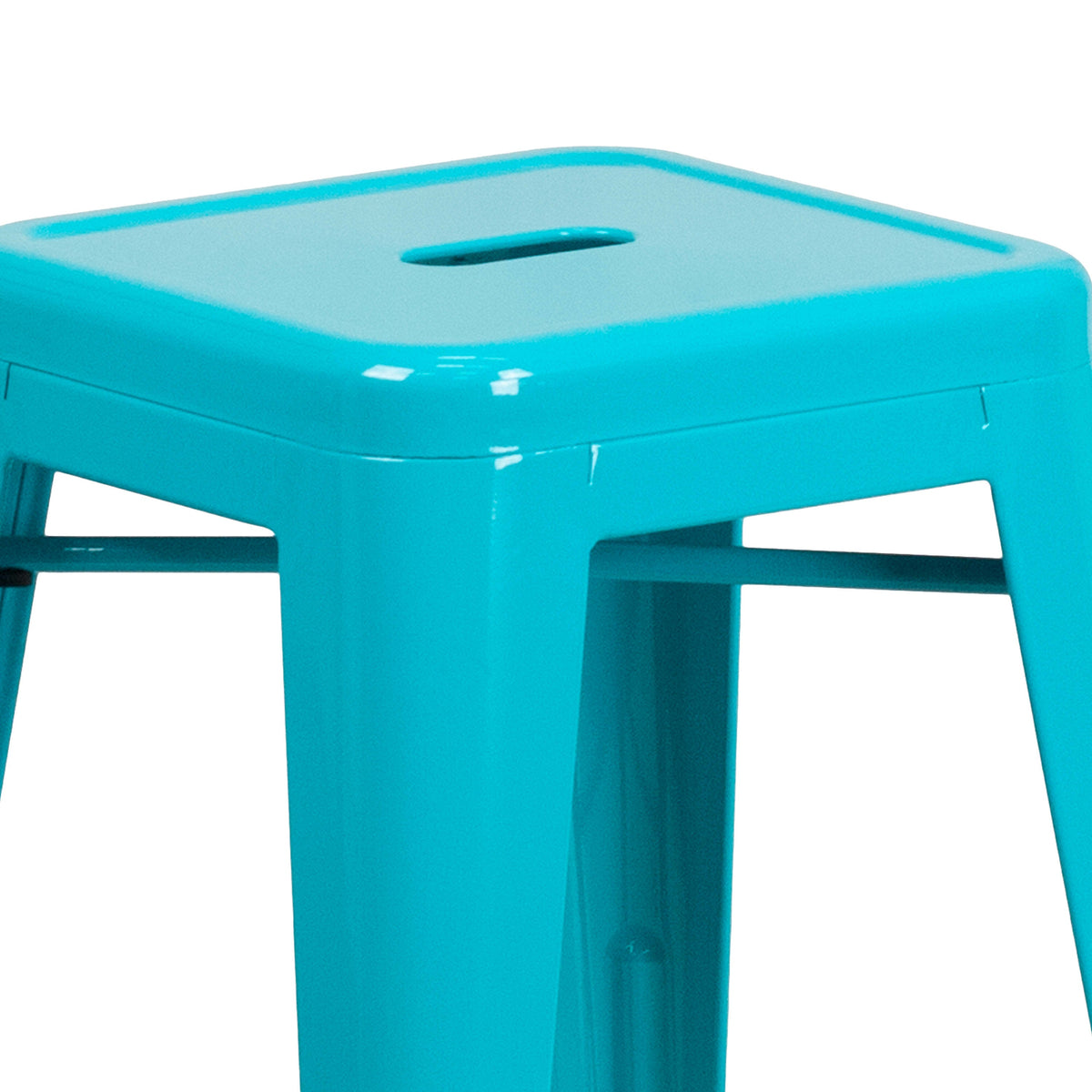 Crystal Teal-Blue |#| 24inch High Backless Crystal Teal-Blue Indoor-Outdoor Counter Height Stool