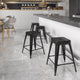 Black |#| Commercial Grade 24inchH Backless Black Metal Indoor-Outdoor Counter Height Stool