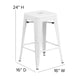 White |#| Commercial Grade 24inchH Backless White Metal Indoor-Outdoor Counter Height Stool