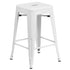 Commercial Grade 24" High Backless Metal Indoor-Outdoor Counter Height Stool with Square Seat