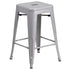 Commercial Grade 24" High Backless Metal Indoor-Outdoor Counter Height Stool with Square Seat