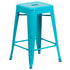 Commercial Grade 24" High Backless Metal Indoor-Outdoor Counter Height Stool with Square Seat