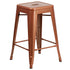 Commercial Grade 24" High Backless Metal Indoor-Outdoor Counter Height Stool with Square Seat