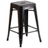 Commercial Grade 24" High Backless Metal Indoor-Outdoor Counter Height Stool with Square Seat