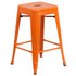 Commercial Grade 24" High Backless Metal Indoor-Outdoor Counter Height Stool with Square Seat