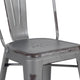 Silver Gray |#| 24inchH Distressed Silver Gray Metal Indoor-Outdoor Counter Dining Stool with Back