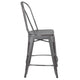 Silver Gray |#| 24inchH Distressed Silver Gray Metal Indoor-Outdoor Counter Dining Stool with Back