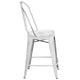 White |#| 24inch High Distressed White Metal Indoor-Outdoor Counter Height Stool with Back