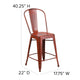 Kelly Red |#| 24inch High Distressed Kelly Red Metal Indoor-Outdoor Counter Height Stool w/ Back