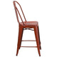 Kelly Red |#| 24inch High Distressed Kelly Red Metal Indoor-Outdoor Counter Height Stool w/ Back