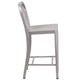 Silver |#| 24inch High Silver Metal Indoor-Outdoor Counter Height Stool w/ Vertical Slat Back