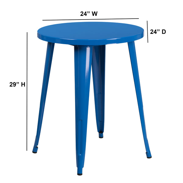 Red |#| 24inch Round Red Metal Indoor-Outdoor Table - Restaurant Furniture - Café Table