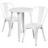 Commercial Grade 24" Round Metal Indoor-Outdoor Table Set with 2 Cafe Chairs