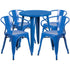 Commercial Grade 24" Round Metal Indoor-Outdoor Table Set with 4 Arm Chairs