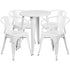 Commercial Grade 24" Round Metal Indoor-Outdoor Table Set with 4 Arm Chairs