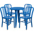 Commercial Grade 24" Round Metal Indoor-Outdoor Table Set with 4 Vertical Slat Back Chairs