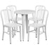 Commercial Grade 24" Round Metal Indoor-Outdoor Table Set with 4 Vertical Slat Back Chairs