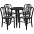 Commercial Grade 24" Round Metal Indoor-Outdoor Table Set with 4 Vertical Slat Back Chairs